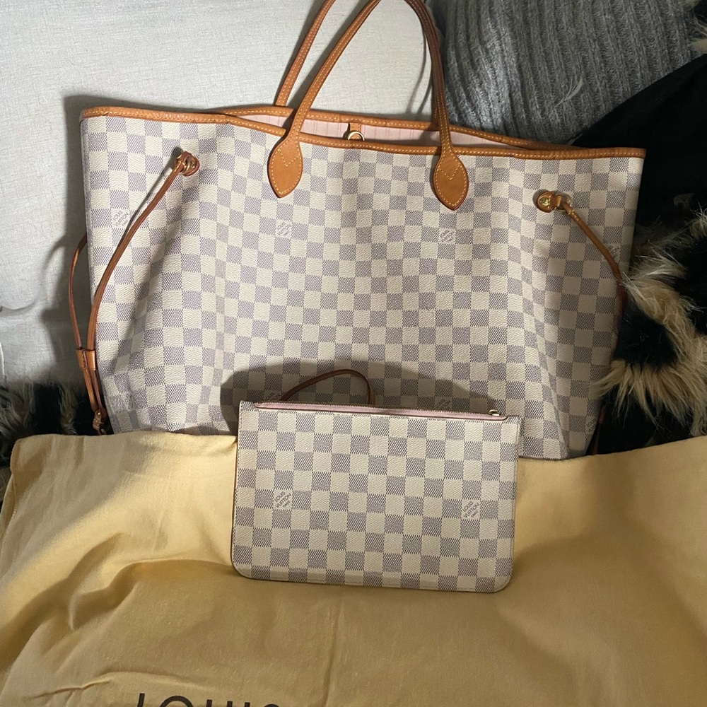 Louis Vuitton neverfull Damier Azur GM ballerine rose Tote with Pouch